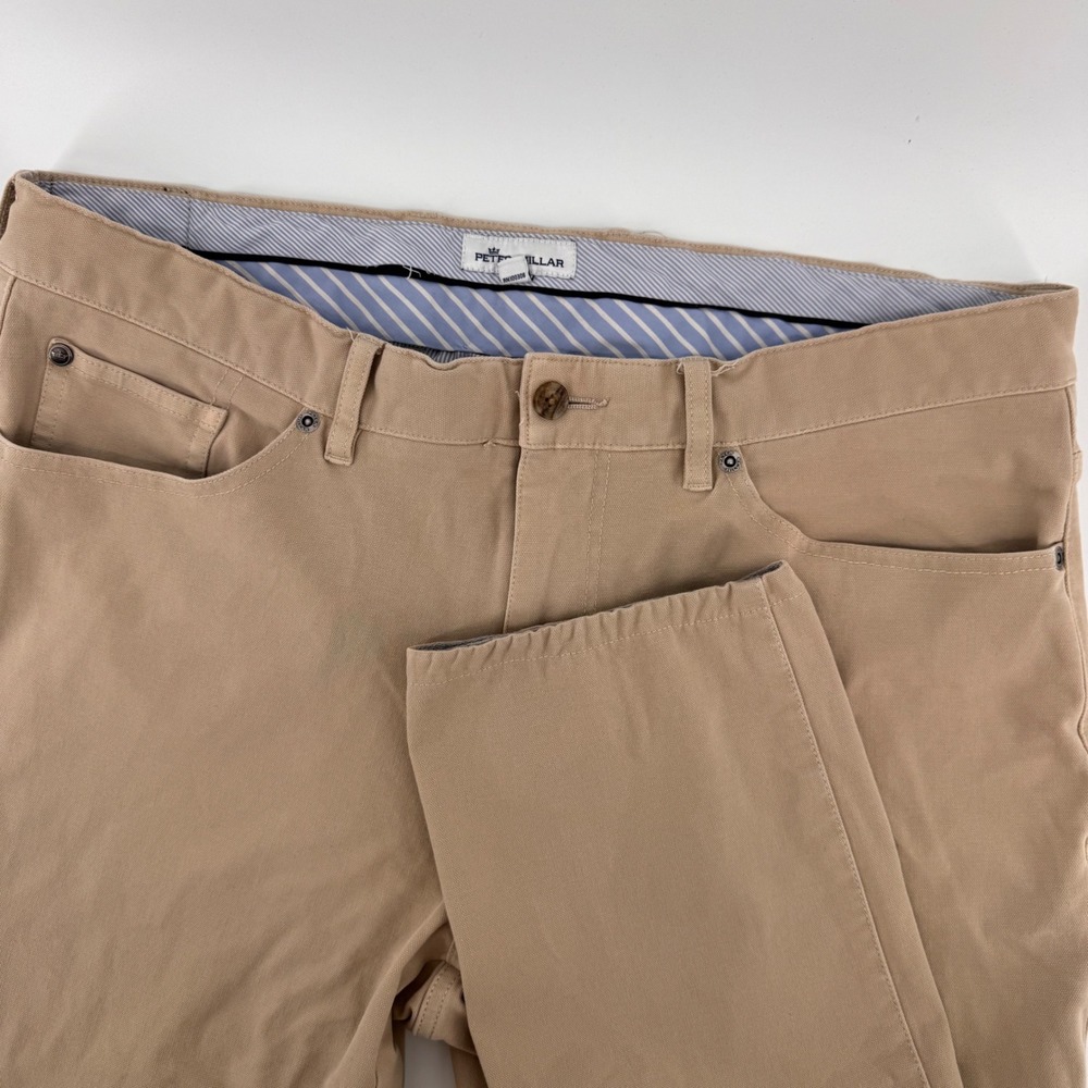 Peter Millar Pants Mens 35 Tan‎ 5-Pocket Cotton Blend Stretch Khaki Chinos 9023